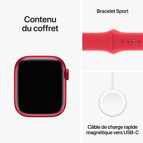 Apple Watch Series 9 Cellular Aluminium 41mm Waterproof with eSIM and Heart Rate Monitor ((PRODUCT)RED Sport Band (M/L)) view 6