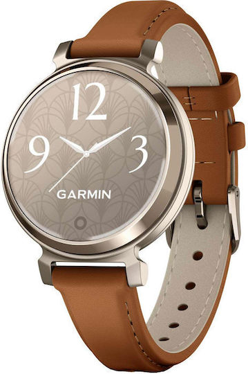 Garmin Lily 2 Classic Aluminium Waterproof Smartwatch with Heart Rate Monitor (Cream Gold with Tan Leather Band) view 1