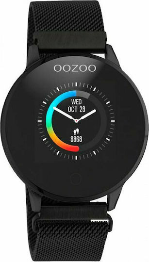 Oozoo Q00119 Stainless Steel 43mm Smartwatch with Heart Rate Monitor (Black) view 1