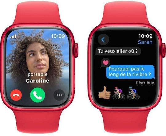 Apple Watch Series 9 Cellular Aluminium 45mm Waterproof with eSIM and Heart Rate Monitor ((PRODUCT)RED Sport Band (M/L)) view 5
