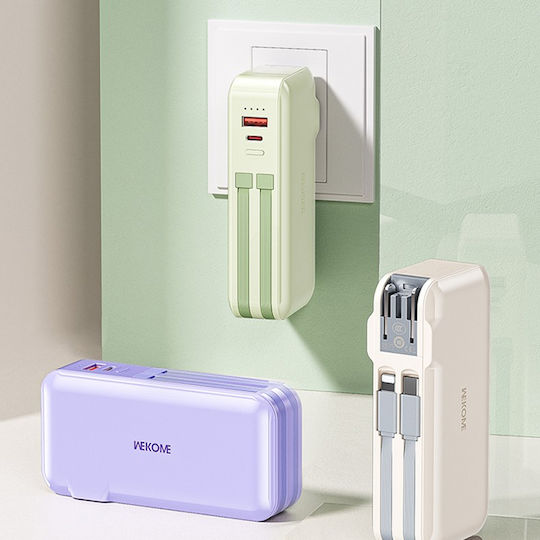 WK WP-46 Power Bank 10000mAh 22.5W with USB-A Port and USB-C Port Beige vue 5