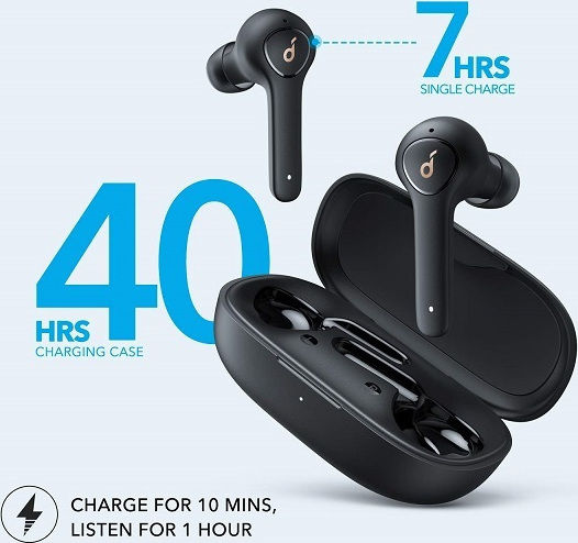 Soundcore by Anker Life Note In-ear Bluetooth Handsfree Earphones with Sweat Resistance and Charging Case Black vue 8