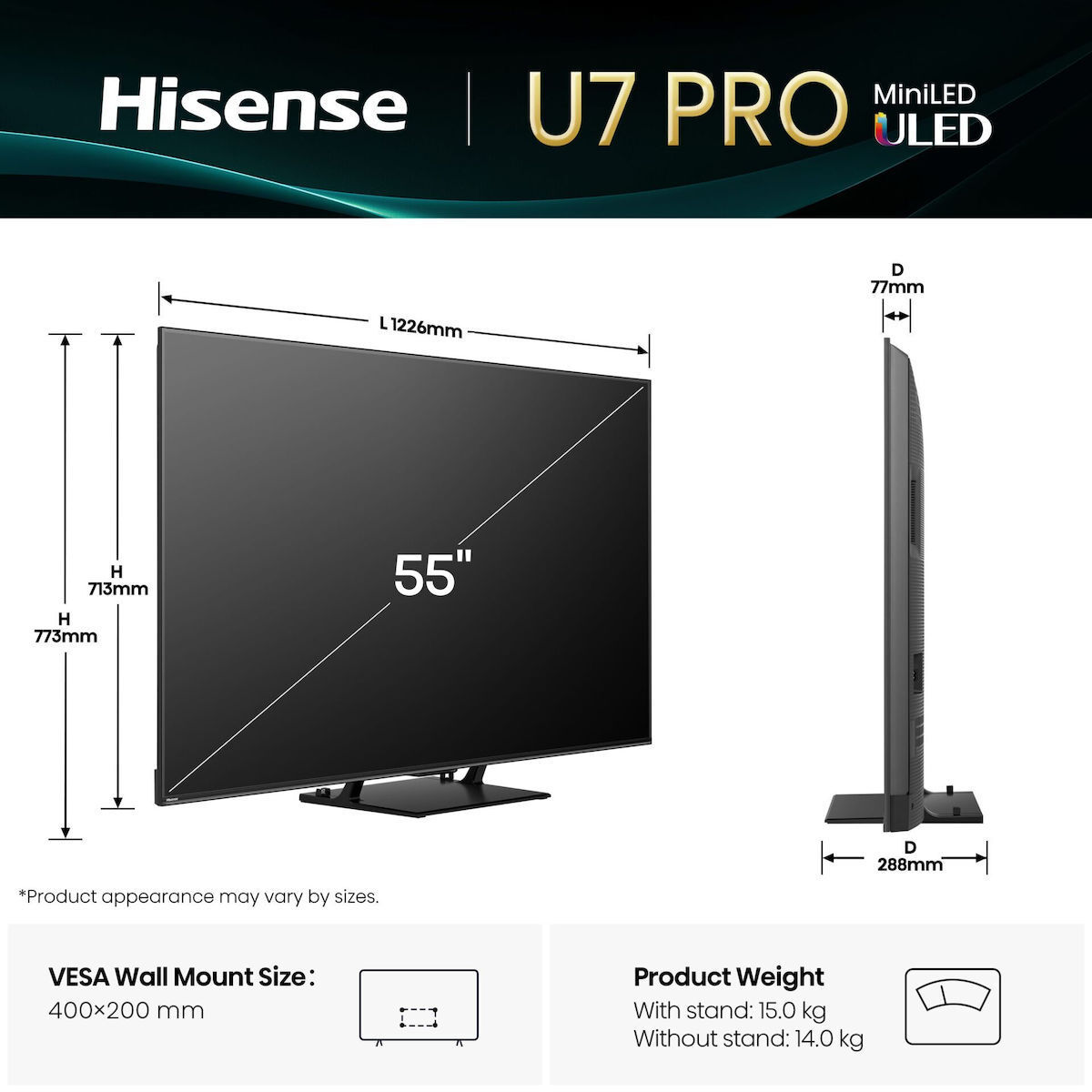 Hisense Smart TV 55" 4K UHD Mini LED U7Q PRO HDR (2025) 55U7Q PRO view 8