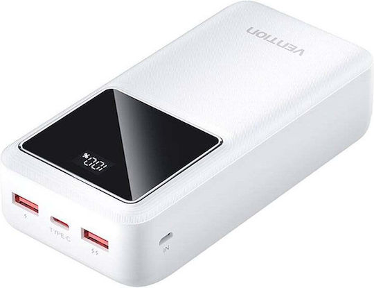 Vention FHMW0 Power Bank 30000mAh 22.5W with 2 USB-A Ports and USB-C Port White Ansicht 3