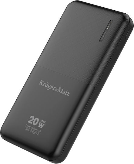 Kruger & Matz KM0904 Power Bank 10000mAh 20W with USB-A Port and USB-C Port Power Delivery / Quick Charge 3.0 Black vista 2