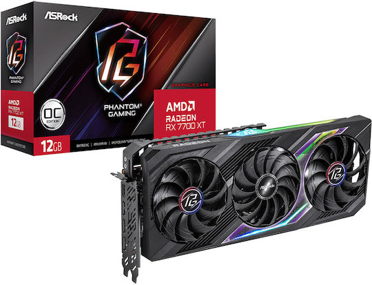ASRock Radeon RX 7700 XT 12GB GDDR6 Phantom Gaming OC Graphics Card view 1