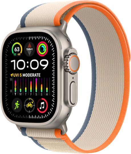 Apple Watch Ultra 2 Titanium 49mm Waterproof with eSIM and Heart Rate Monitor (Orange/Beige Trail Loop - S/M) view 9