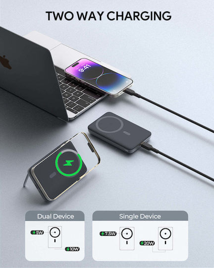 Aukey PB-MS01 MagSafe Power Bank 6700mAh 20W with USB-C Port Black Ansicht 2