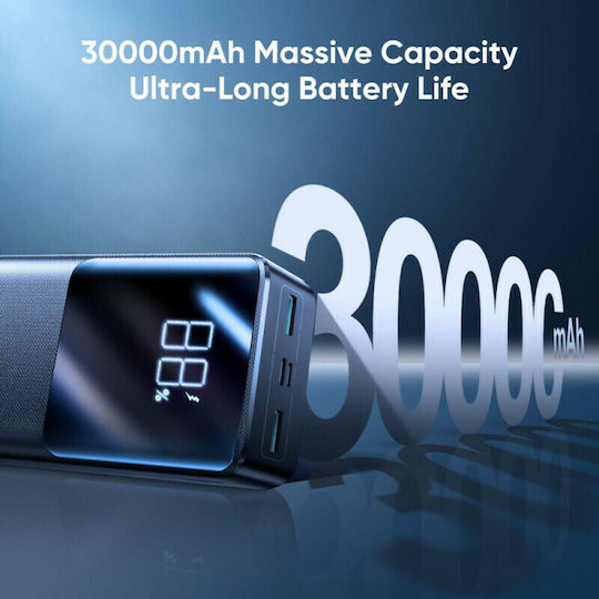 Joyroom JR-QP193 Power Bank 30000mAh 22.5W with 2 USB-A Ports and USB-C Port Black vue 3