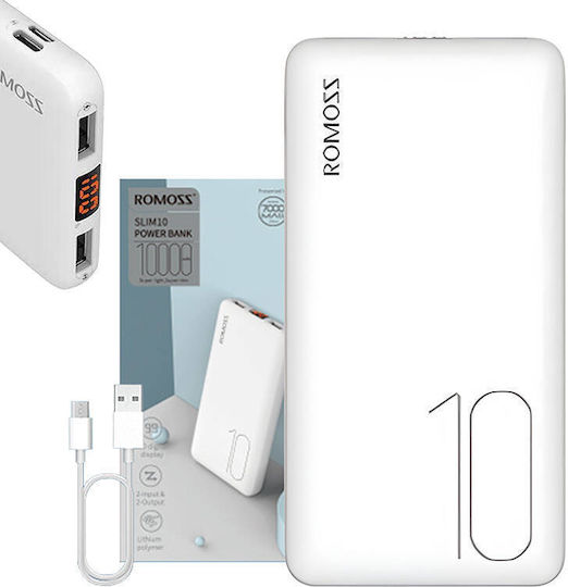 Romoss PSP10 Power Bank 10000mAh with 2 USB-A Ports White view 2