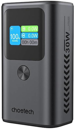 Choetech B701 Power Bank 10000mAh 30W with USB-A Port and 2 USB-C Ports Gray