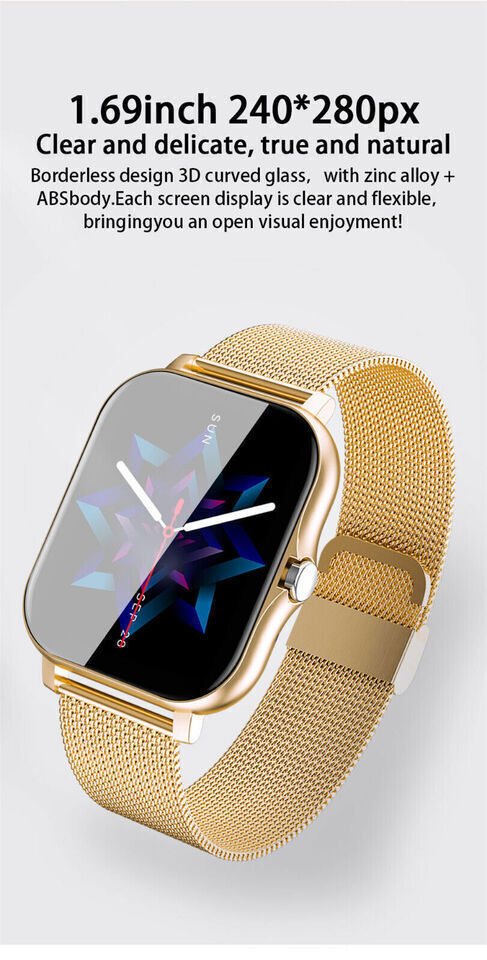 Y13 Stainless Steel Smartwatch with Heart Rate Monitor Gold view 5