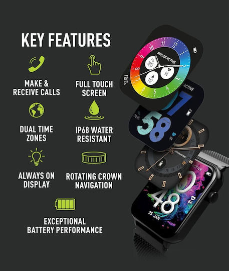 Reflex Active Series 30 36mm Smartwatch with Heart Rate Monitor (Black Mesh) vue 6