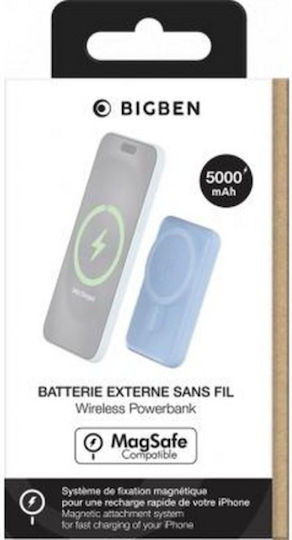 BigBen Connected MagSafe Power Bank 5000mAh 10W with USB-A Port and USB-C Port Blue view 5