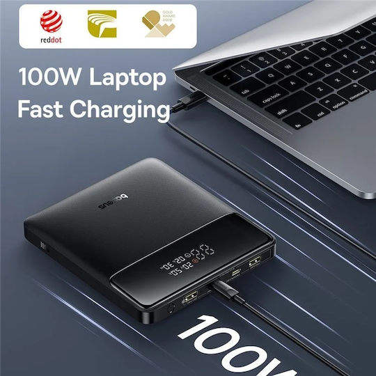Baseus Blade H1 Lite Power Bank 20000mAh 100W with 2 USB-A Ports and 2 USB-C Ports Power Delivery / Quick Charge 3.0 / Quick Charge 4.0 Black view 3
