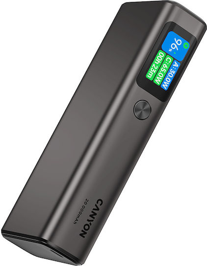 Canyon OnPower 230 20000mAh 130W with USB-A Port and 2 USB-C Ports Power Delivery Gray vue 4