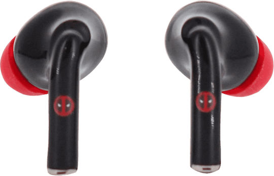 Exquisite Gaming Deadpool In-ear Bluetooth Handsfree Earphones with Sweat Resistance and Charging Case Red vue 3