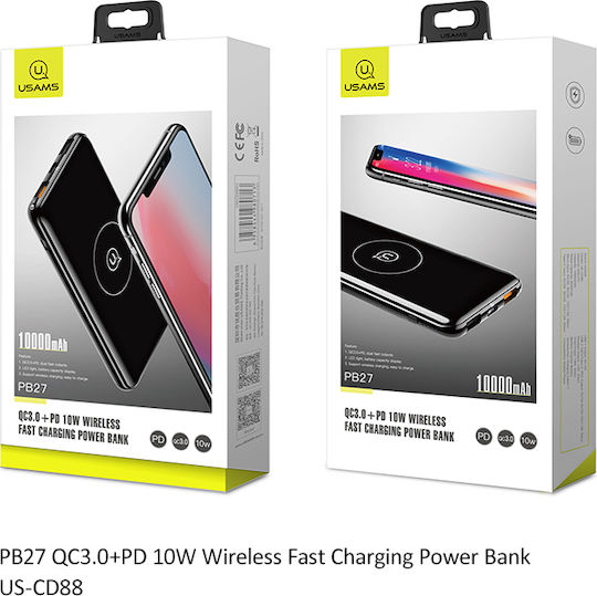 Usams US-CD88 Power Bank 10000mAh With 3 USB-A Output Ports Quick Charge 3.0 Black view 5