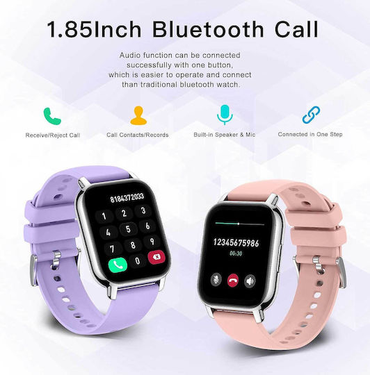 Popglory P66 Smartwatch with Heart Rate Monitor (Purple / Pink) view 2