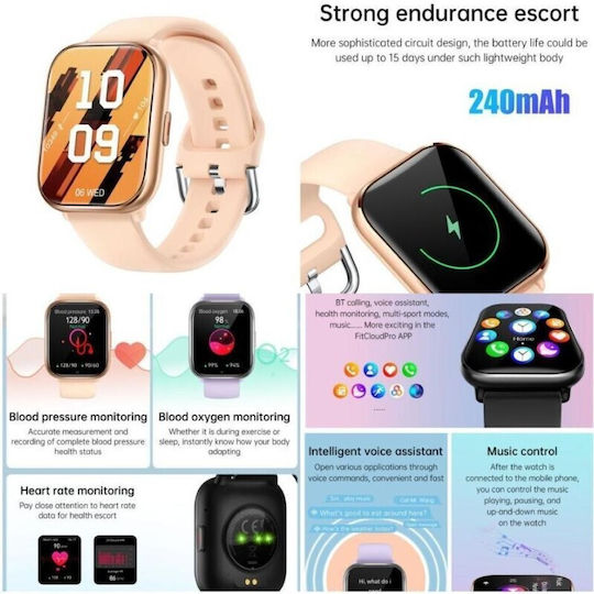 Smartwatch Tky-kt73s Pulse Monitor Pink Pink Plastic Silicone Android iOS vue 2
