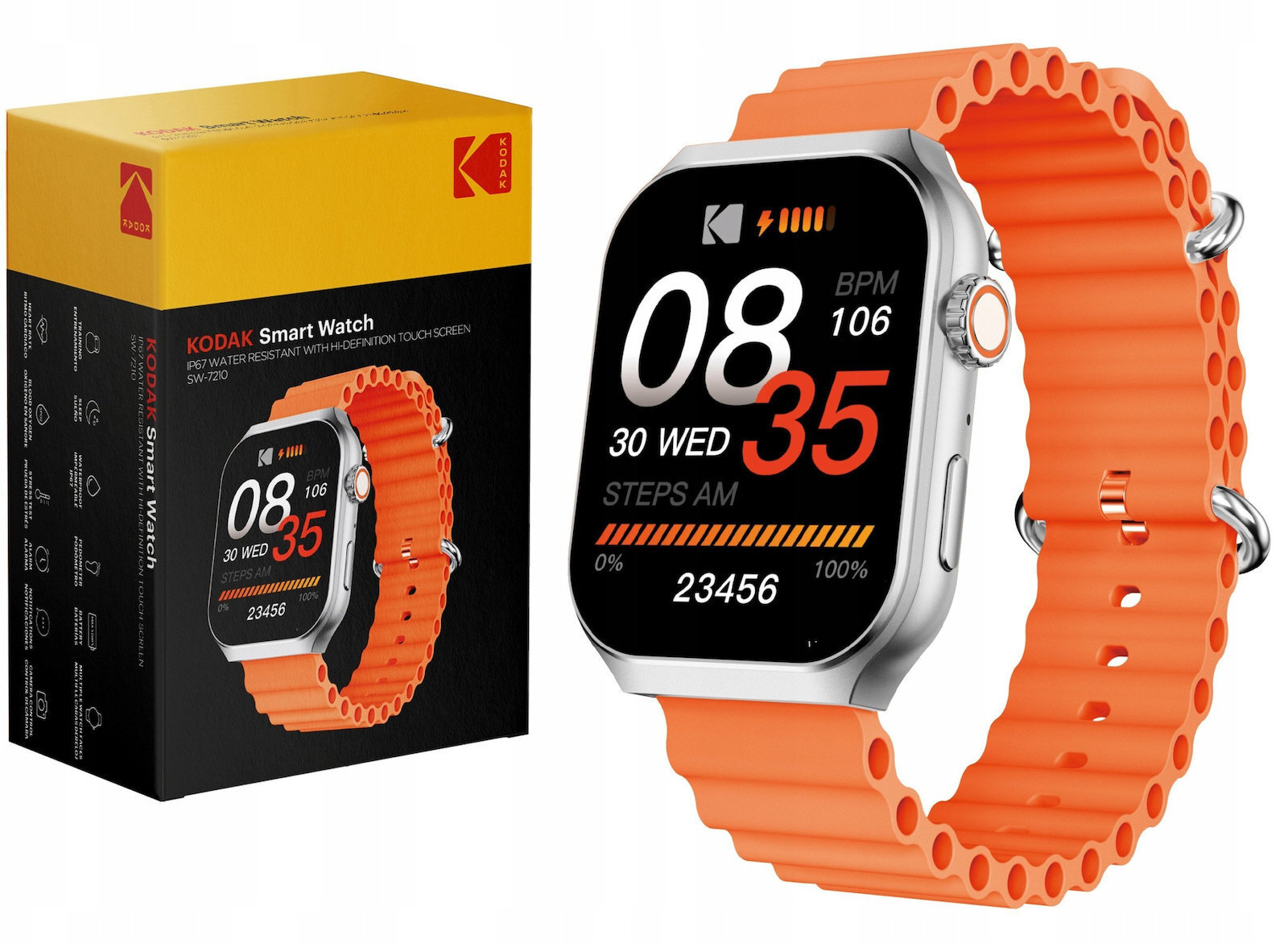 Kodak Sw-7210 Smartwatch with Heart Rate Monitor (Orange)