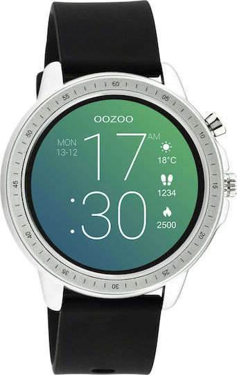 Oozoo Q00300 45mm Smartwatch with Heart Rate Monitor (Black Rubber Strap) view 1