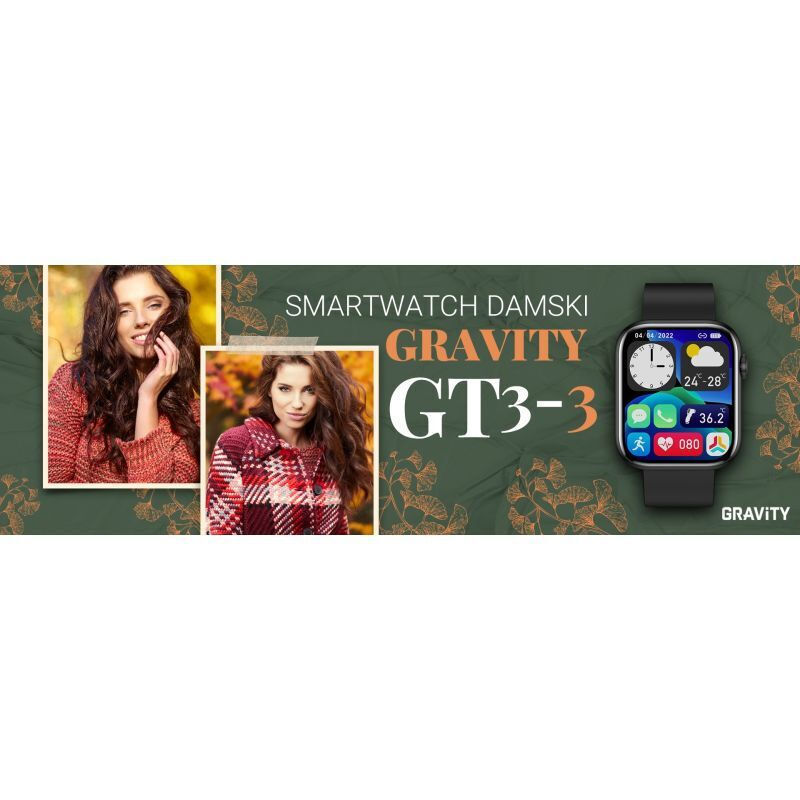Gravity GT3-3 Smartwatch with Heart Rate Monitor Black view 5