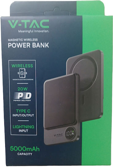 V-TAC MagSafe Power Bank 5000mAh 20W with USB-C Port Dark Grey vista 2