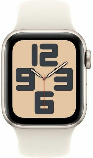 Apple Watch SE 2024 Cellular Aluminium 40mm Waterproof with eSIM and Heart Rate Monitor (Starlight with Starlight Sport Band (S/M)) view 2