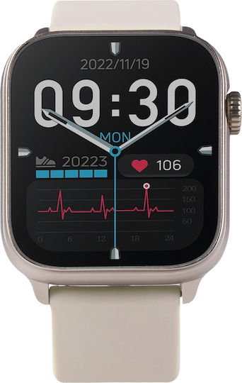 Vivax Life FIT3 Aluminium Smartwatch with Heart Rate Monitor (Beige)