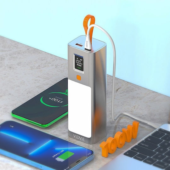 Vidvie PB777 Power Bank 20000mAh 100W with USB-A Port and USB-C Port Silver view 3