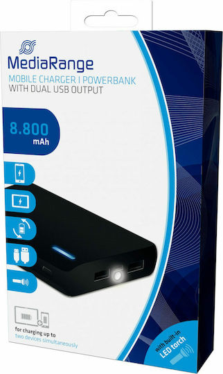 MediaRange MR752 Power Bank 8800mAh with 2 USB-A Ports Black view 2