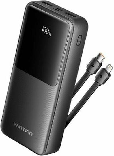 Vention FHP Power Bank 20000mAh 22.5W with 2 USB-A Output Ports and USB-C Output Port Black