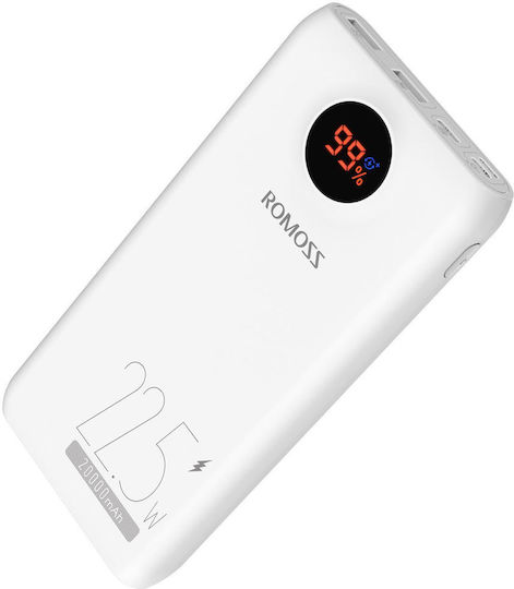 Romoss SW20PF Power Bank 20000mAh 22.5W with 2 USB-A Ports and USB-C Port Power Delivery White view 2