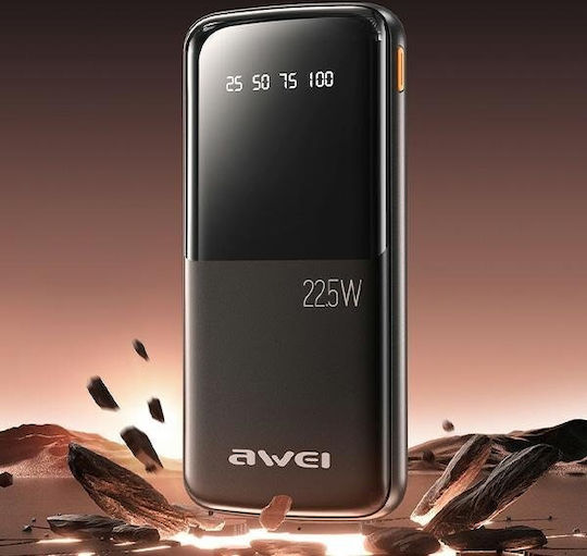 Awei P10K Power Bank 10000mAh 22.5W with 2 USB-A Ports and USB-C Port Black view 5