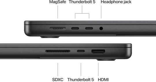 Apple MacBook Pro 16" (2024) 16.2" Retina Display 120Hz (M4-Pro 14‑core/24GB/512GB SSD) Space Black (GR Keyboard) view 7
