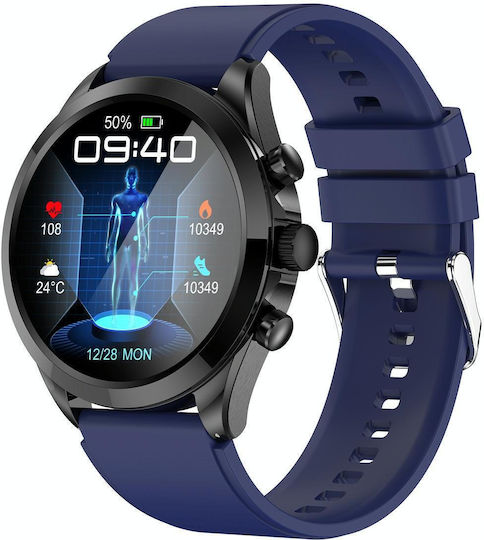 Et440 1.39 Inch Color Screen Smart Silicone Strap Watch Support Heart Rate Blood Pressure Blood Oxygen Blood Glucose Monitoring Blue view 1