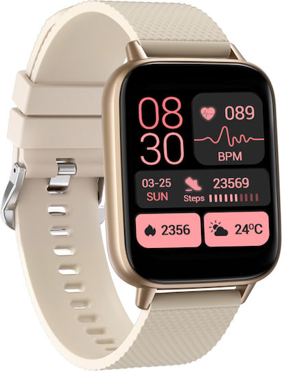 Smartwatch Idealstore Upbest23 Apple Bluetooth Built-in Speaker Microphone Voice Assistant Nfc Multi-sport Heart Rate Oxygen Monitor Thermometer Hd Display Curved Glass Password Lock 200mah Battery Gold Color