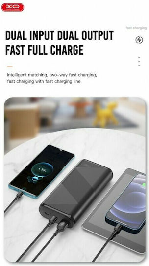 XO PR150 Power Bank 20000mAh 20W with USB-A Port and USB-C Port Power Delivery Black view 3