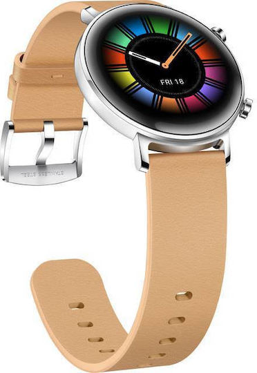 Huawei Watch GT 2 42mm Stainless Steel 42mm Waterproof with Heart Rate Monitor (Beige) view 3
