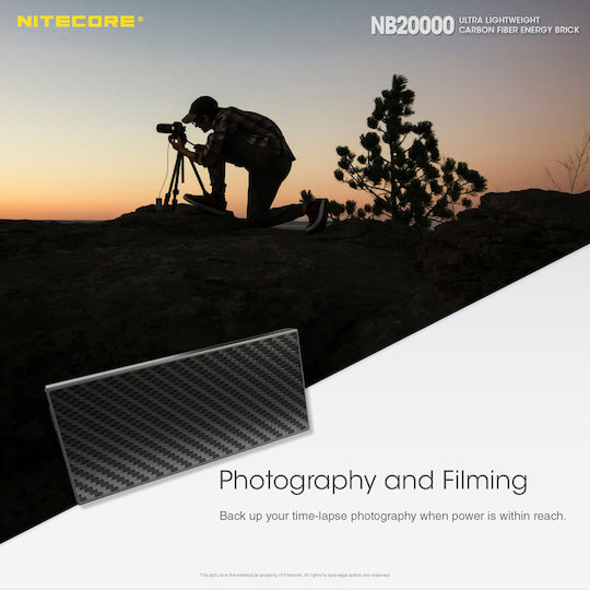 NiteCore NB20000 Power Bank 20000mAh 45W with 2 USB-A Ports and USB-C Port Carbon Fiber view 7