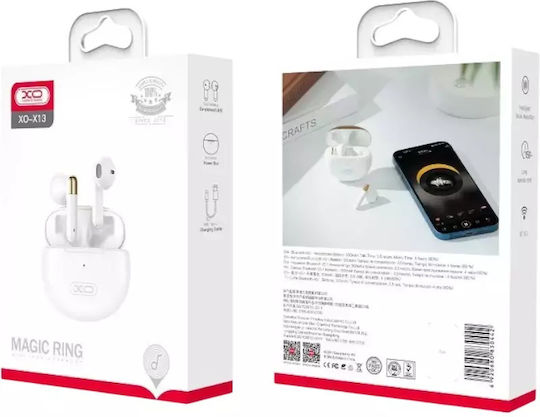 XO X13 Earbud Bluetooth Handsfree Earphones with Charging Case White view 4