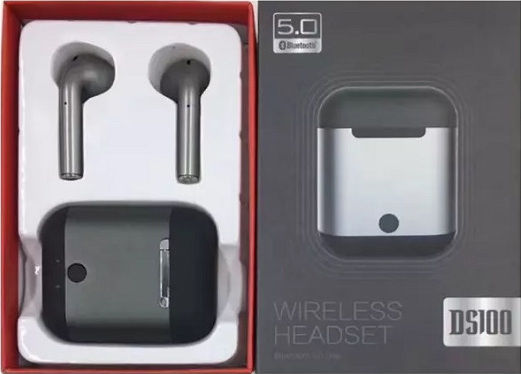 DS100 Earbud Bluetooth Handsfree Earphones with Charging Case Black view 1