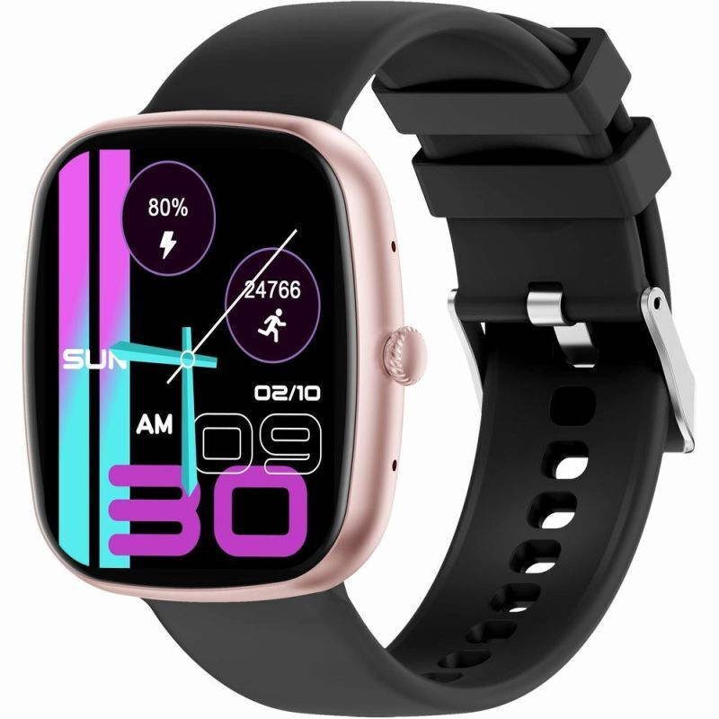 Gravity Gt18-1 Smartwatch Pink + Black Strap view 2