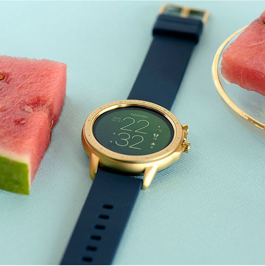 Oozoo Q00321 45mm Smartwatch with Heart Rate Monitor (Gold / Blue) view 4