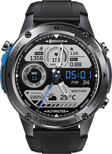 Zeblaze Stratos 2 Ultra Stainless Steel 52mm Waterproof Smartwatch with Heart Rate Monitor (Black) view 1