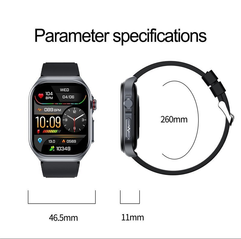 Microwear ET585 Smartwatch with Heart Rate Monitor (Black Steel) view 3
