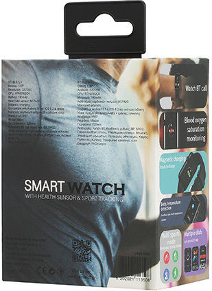 Lamtech LAM113508 Aluminium Smartwatch with Heart Rate Monitor (Black) view 2