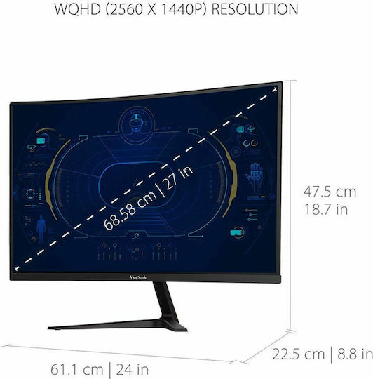 Viewsonic VX2718-2KPC-MHD VA Curved Gaming Monitor 27" QHD 2560x1440 165Hz vue 6