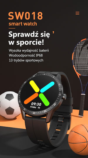 G.Rossi SG012A 45mm Smartwatch with Heart Rate Monitor (Black) view 2